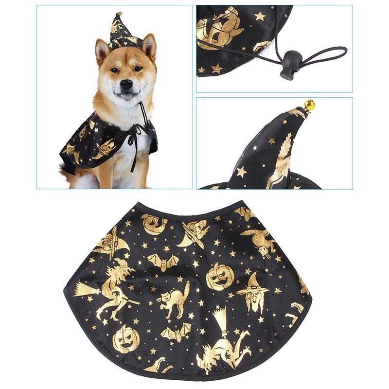 Pet Halloween Costume Cape And Wizard Hat for Small Medium Kitten Outfit Cosplay Decoration Party Costumes Pet Product
