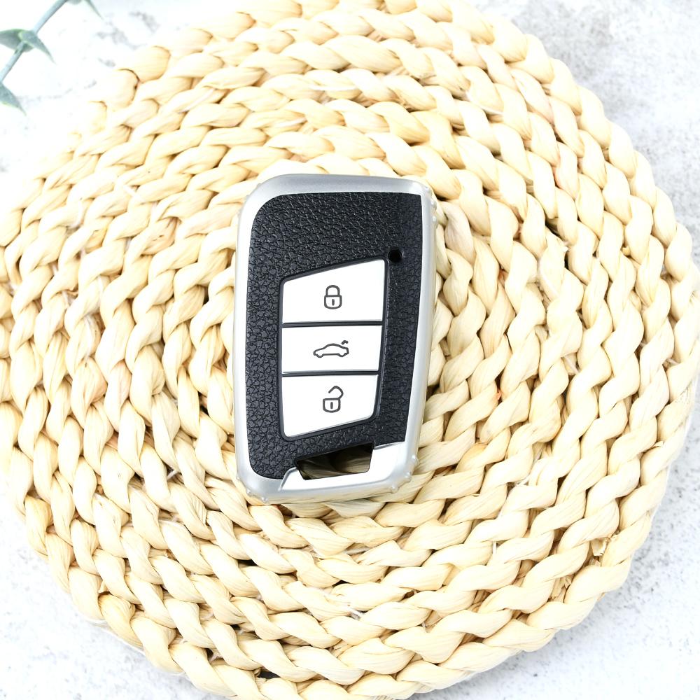 

Чехол-брелок для Skoda Superb A7 Kodiaq Seat для VW Volkswagen Passat B8 Magotan TPU Кожа Чехол для ключа с пультом управления автомобиля Аксессуары серебряный