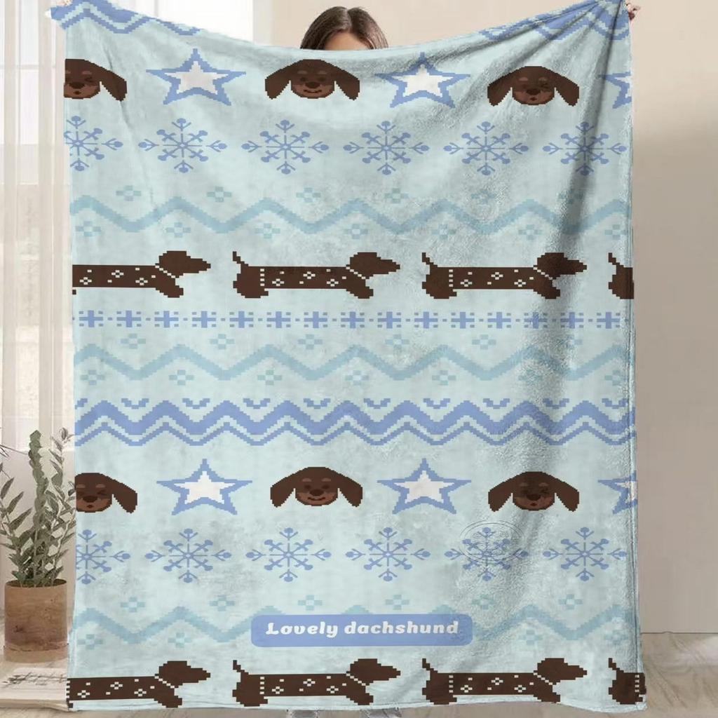 Cartoon Santa Claus Printed Blanket for Sofa Bed Travel Camping Living Room Office Conditioning Blanket for All Seasons Gifts