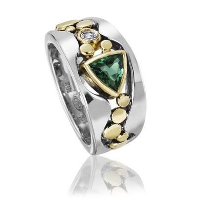 Ethnic Style Jewelry, Creative Hollow Pattern Inlaid Green Zircon Ring, Trendy Fashion Ring Ring