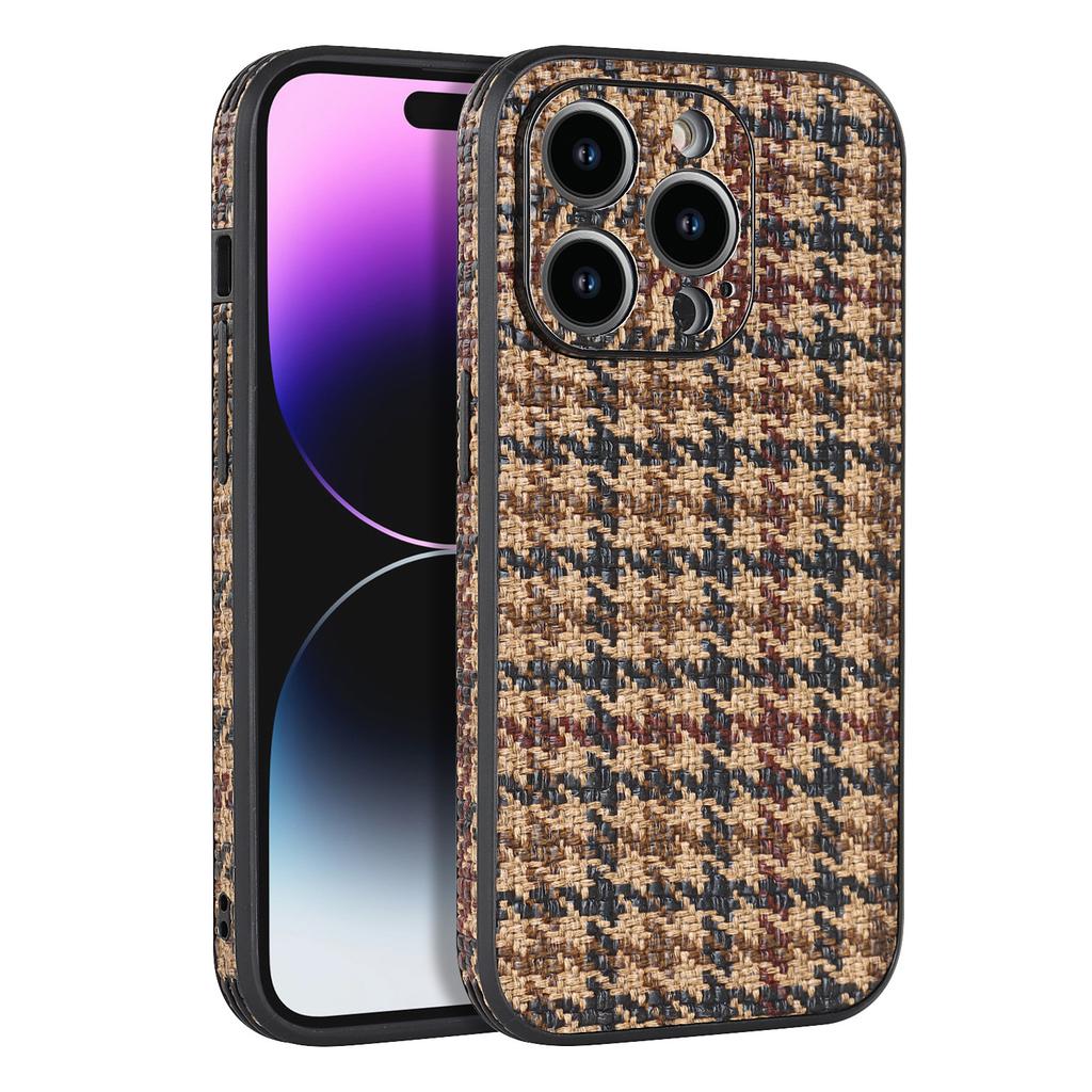 Suitable for iPhone15 mobile phone case 13Pro plaid two-color all-inclusive anti-drop case 14plus plaid tpu case