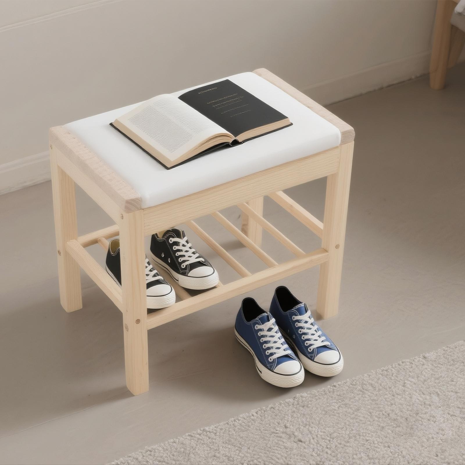 Скамейка для хранения обуви из сосны, 45*30*40см, цвет бревна/белый/цвет грецкого ореха, прямоугольная скамейка для хранения, напольная, для прихожей