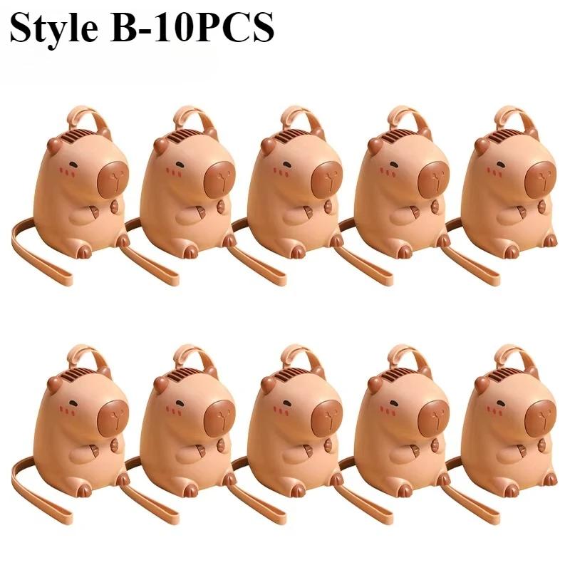 1-10PCS Capybara Neck Fan Portable USB Rechargeable Cartoon Mini Fan Handheld Cooling for Outdoor Travel Summer Gift