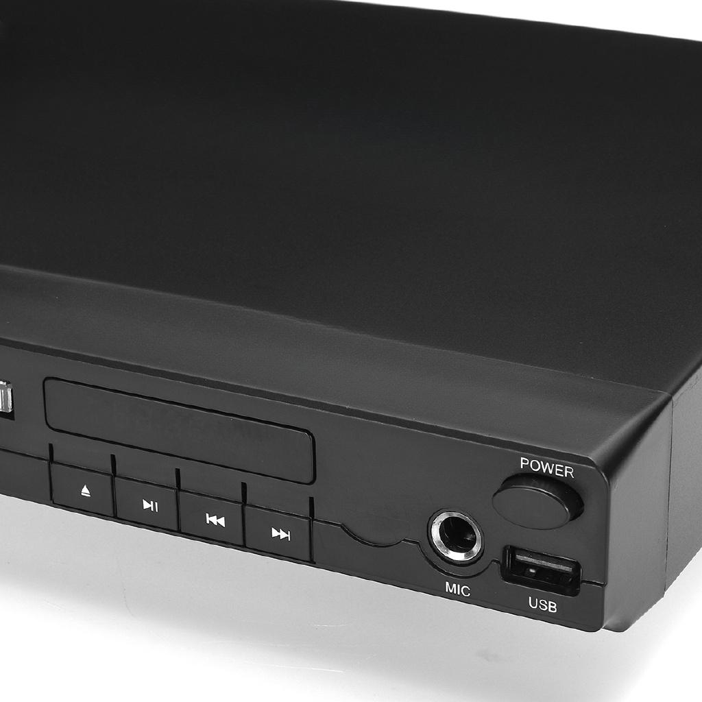 100-240V 50-60Hz DVD Player Compact Multi Region Free Full HD Mic USB Port With Remote Control Black Plastic EU