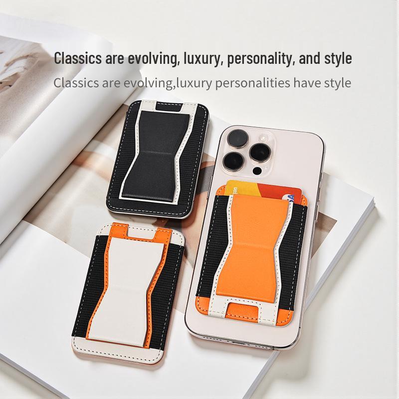 Magnetic Card Holder PU Leather Phone Stand Compatible with MagSafe