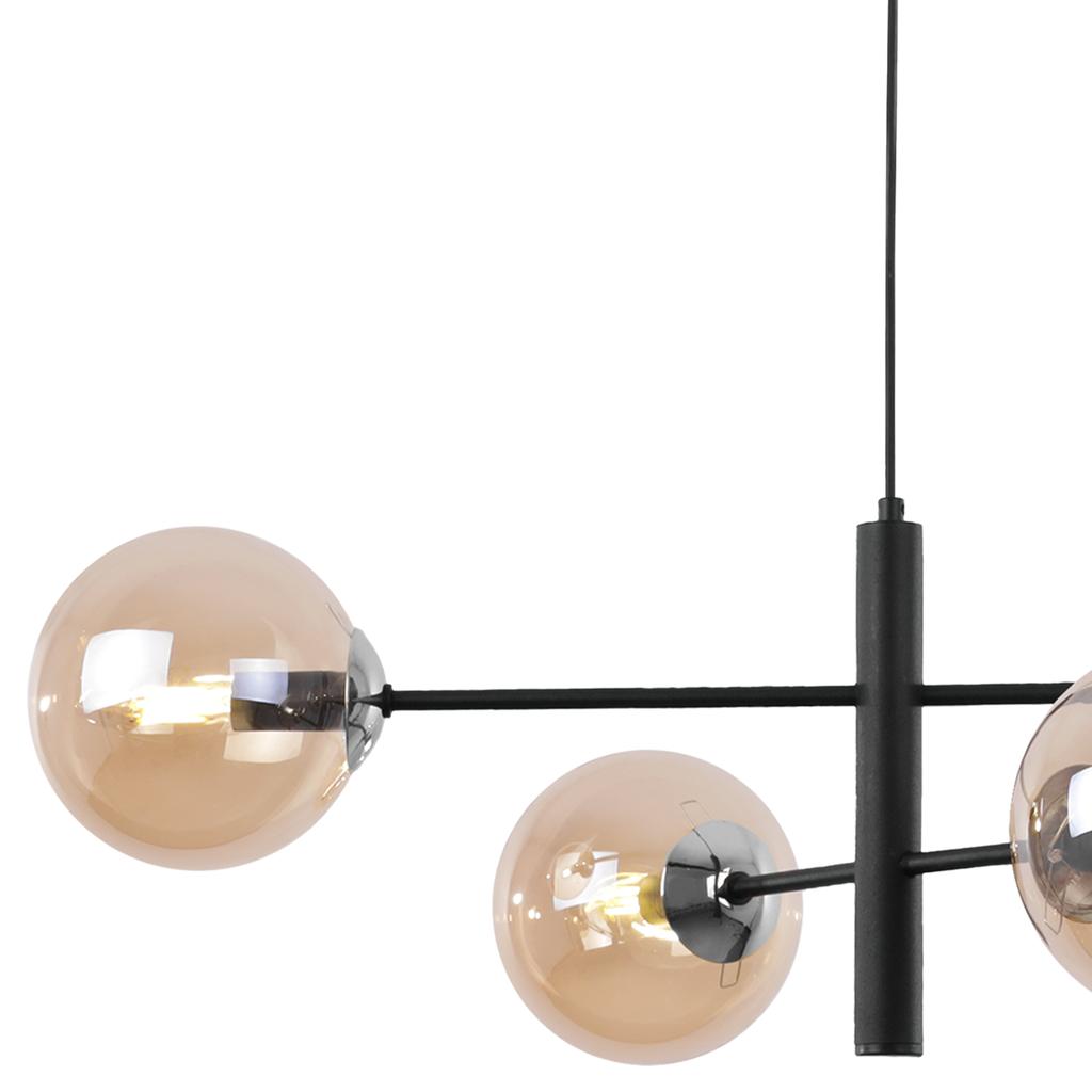 Vicenza Black-Chrome Hanging Lamp 4-Flat Honey Lampshade E14