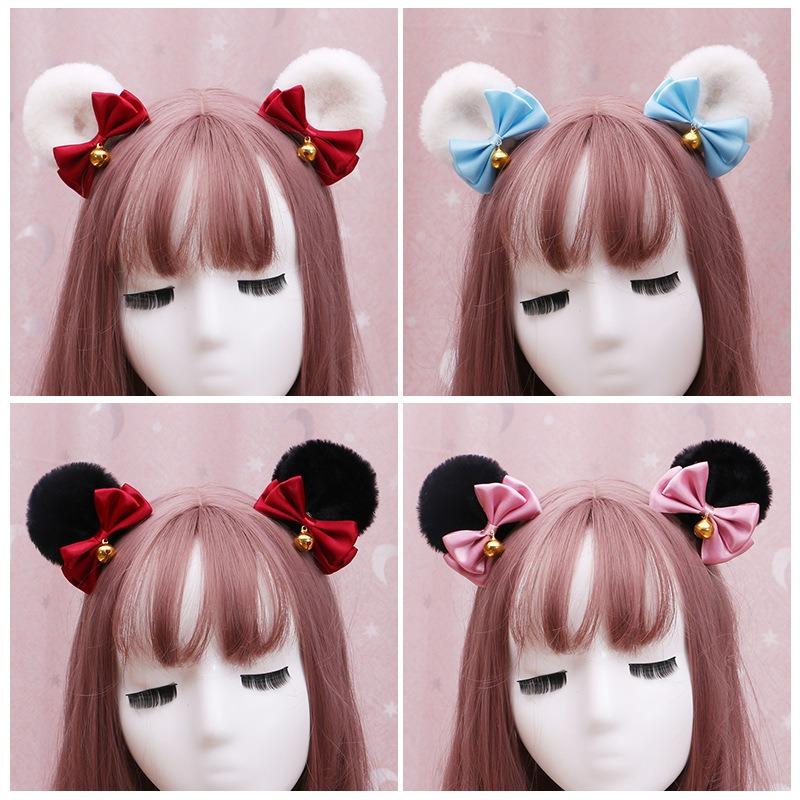 A handmade cute olita hair accessories lo lady edge clip J animal ear hairpin double bow bear ear pair clip