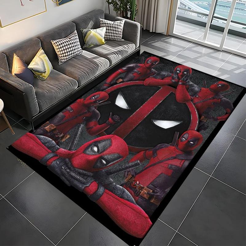Marvel Spider Man Area Rug Cartoon Anime Deadpool 3D Carpet for Living Room Kitchen Bedroom Decor Floor Non Slip Mat Gift