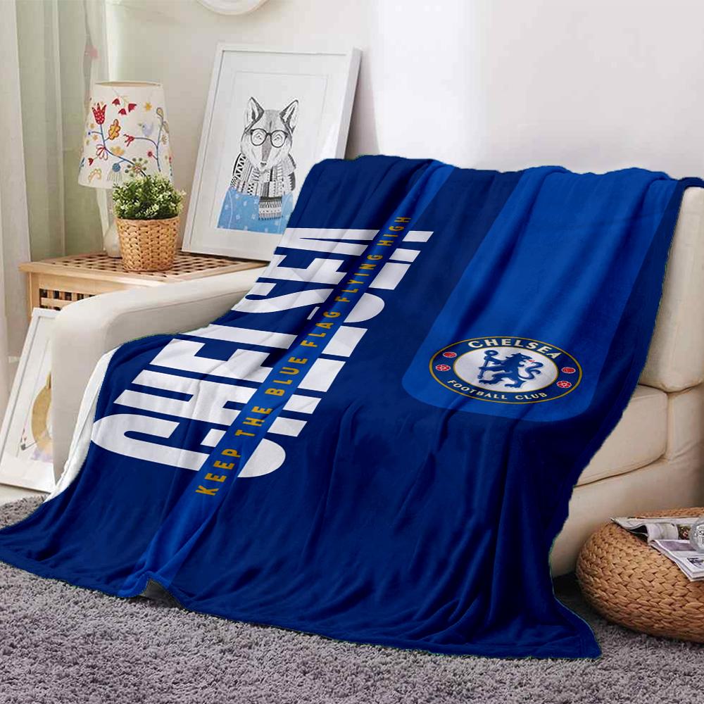 Chelsea Football Club Theme Printed Blanket - Perfect for Couch, Bed, Travel & Outdoor Use | Machine Washable, Cozy & Durable.