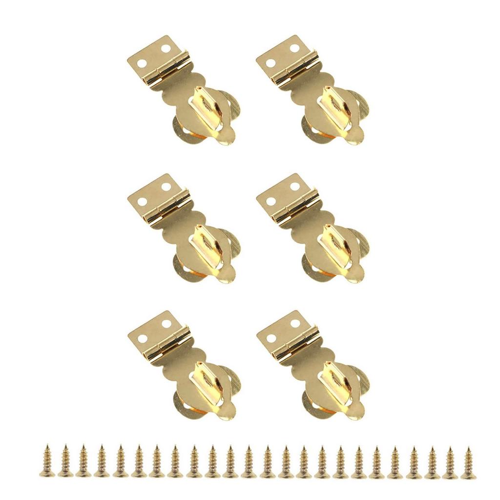 Pack Of 6 Mini Brass Padlock Hasps with Screws Gold Metal Hasp Locks Set for Jewelry Boxes & Wooden Storage Cabinets