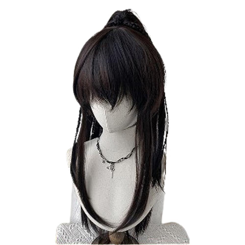 High Ponytail Men's Hanfu Cosplay Wig Chinese Style Long Straight Hair  Photo Props