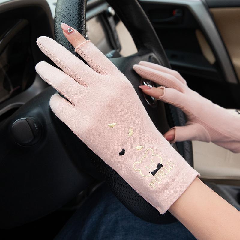 Nail art UV protection half finger sunscreen female thin anti-black driving non-slip dew finger breathable spring and summer