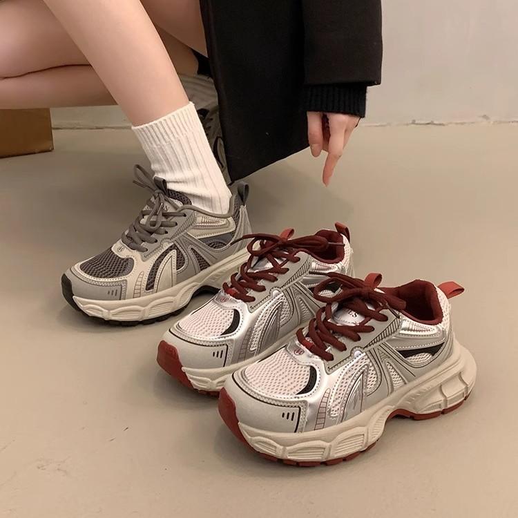 2025 autumn and winter new thick-soled versatile casual shoes women's feet small velvet dad shoes gray sports shoes cotton shoes