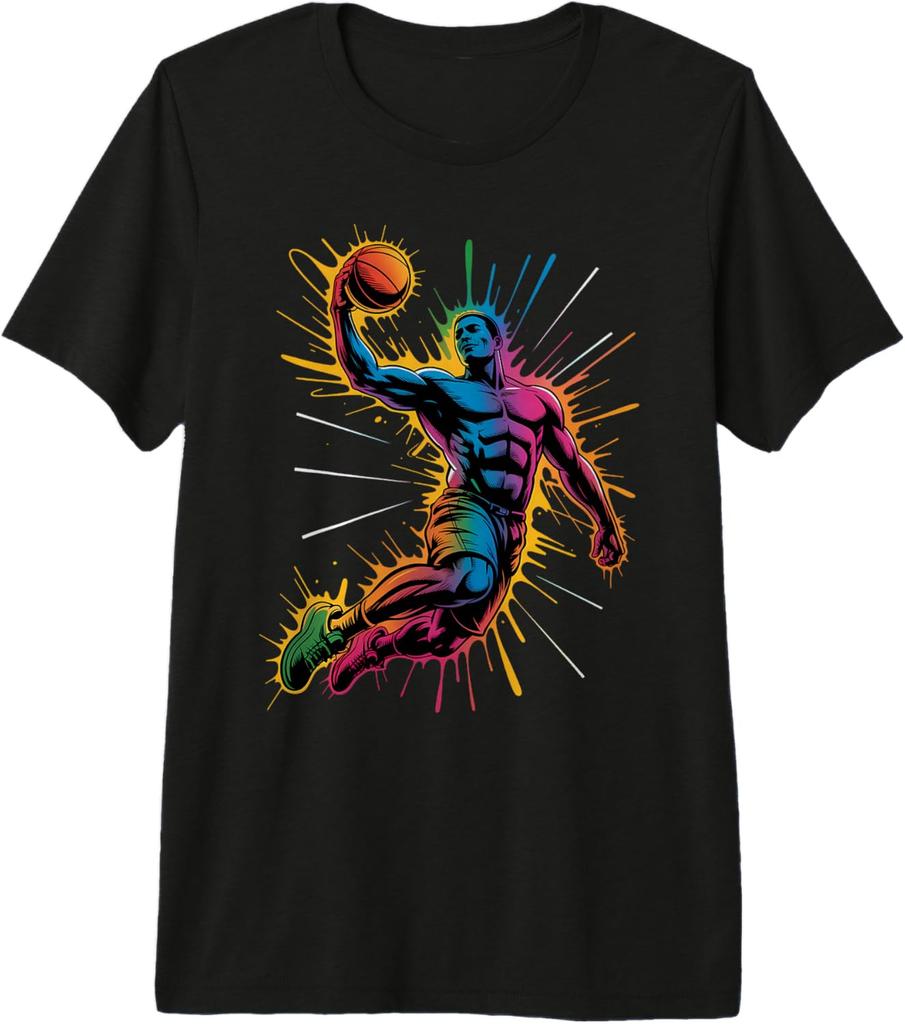 Dynamic Dunking Basketball Player Graphic T-shirt