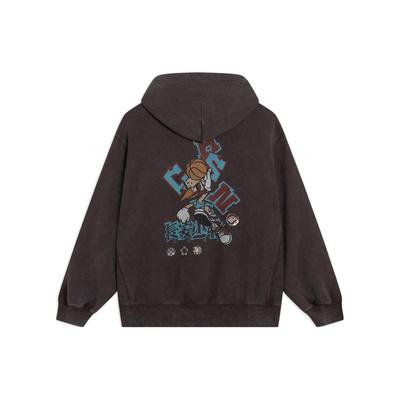 Li Ning Badfive Series Changan Youth Text Print Pullover Long Sleeve Sweatshirt Unisex Sweatshirt Charcoal-Brown AWDSG47-1
