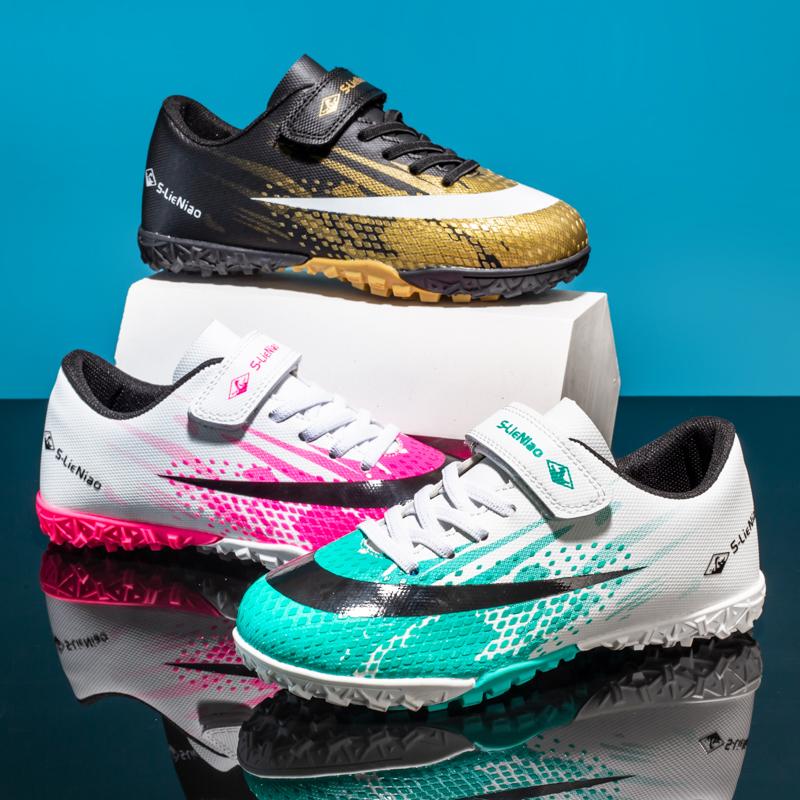 Kids Firm Ground Soccer Cleats, Boys & Girls Athletic Outdoor TF Football Shoes, Children's Lightweight Football Training Shoes