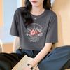 2025 Summer Cotton Short-sleeved Women's T-shirt Hong Kong Flavor Retro Printed T-shirt High-end Niche Design Top