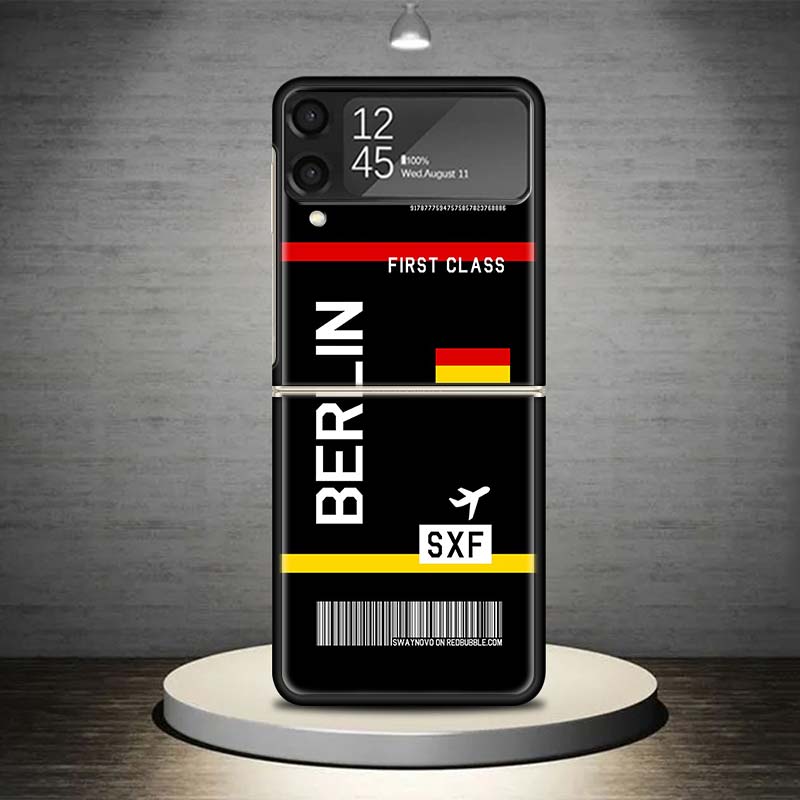 Airline Ticket Barcode Phone Case For Samsung Galaxy Z Flip 7 6 5 4 3 5G Shockproof Cover Z Flip7 Flip6 ZFlip5 Flip3 Flip4 Luxur