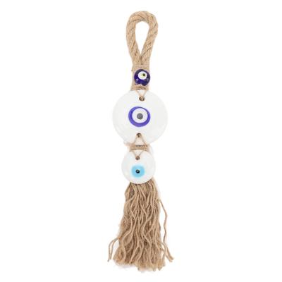 Evil Eye Decoration White Color Twine Weaving Evil Eye Home Wall Hanging Ornament