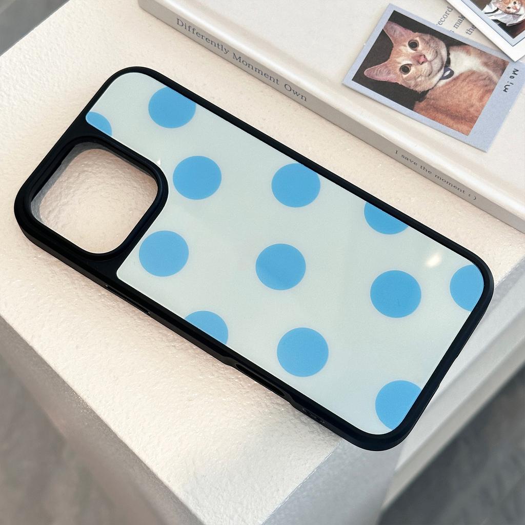 Simple Polka Dots Suitable for Apple 15 Promax Mobile Phone Case Iphone16 Dopamine 12 Acrylic 13 Anti Fall 14