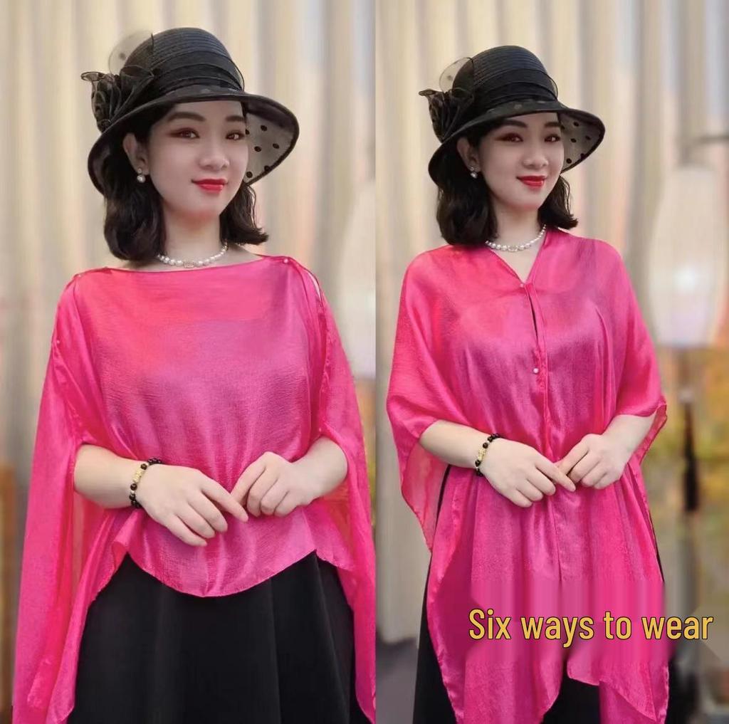 Summer Fashion Solid Color Sun Protection Silk Scarf Shawl for Women