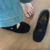 French retro plush Mary Jane shoes cross-strap inner height increase Doudou shoes outer wear