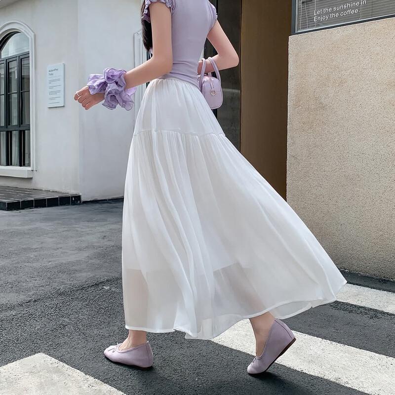 Elegant Flowy High-Waisted A-Line Midi Skirt XL