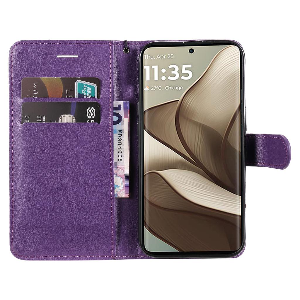 Pentru Motorola Edge 50 5G Husă Culoare Solidă Piele Husă Mobilă Portofel Suport cu Curea