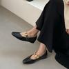 French round head thick heel flat bottom shallow mouth single shoes women's spring and autumn 2025 new versatile one-word buckle with Mary Jane