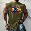Men Sleeveless Muscle Shirt Loose Fit Tank Top Soccer Themed Graphic Print Casual Summer Sportswear Activewear Vest