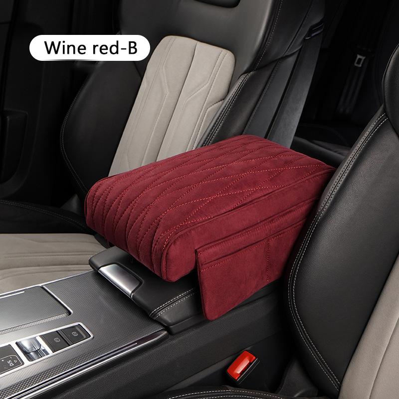 Car Armrest Cushion Suede Armrest Cup Holder Center Console Increased Elbow Support  Armrest Cushion Vehicle Arm Storager Box