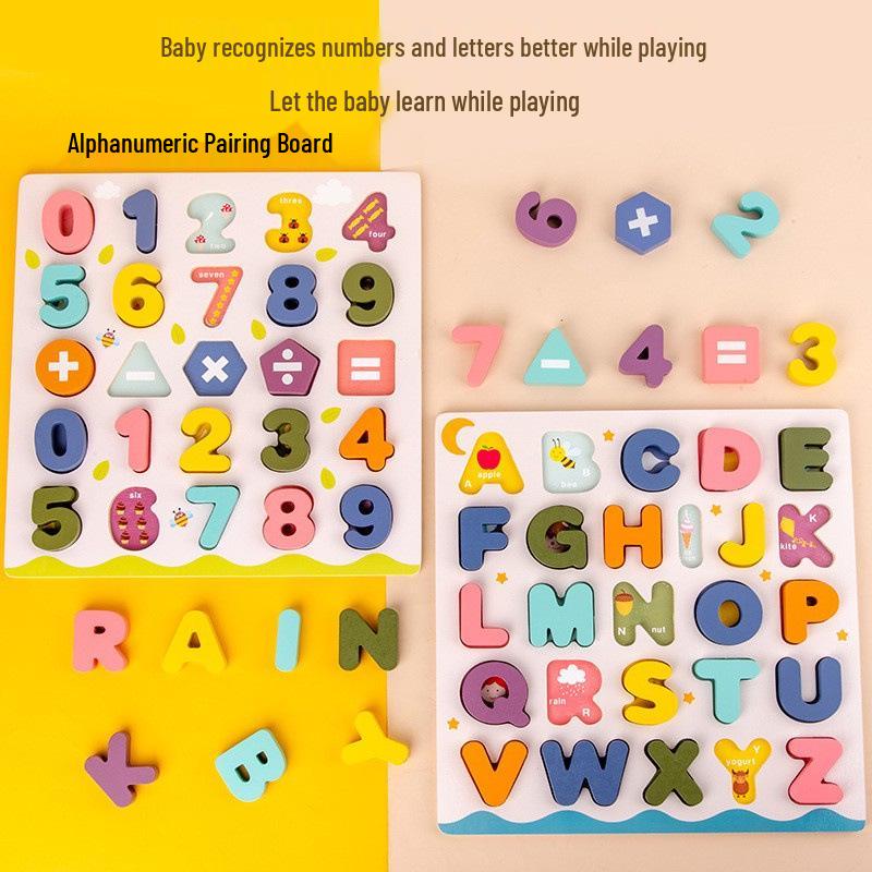 

Early Learning Wooden Number & Letter Puzzle Blocks for Kids