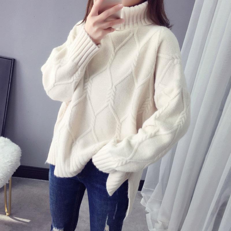 Autumn and Winter High Neck Sweater for Women Loose Pullover Sweater Long Sleeved Sweater for Women
