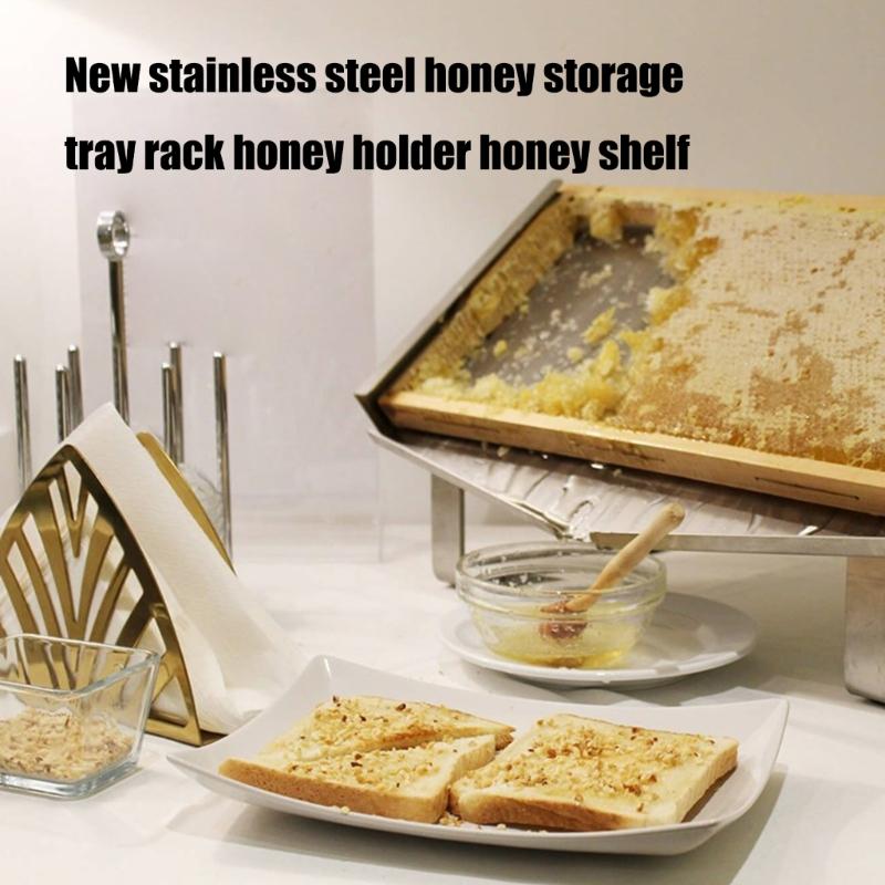 Stainless Steel Honeycomb Frame Stand Beekeeping Rack With Adjustable Leg For Honeys Cutting And Interactive Showcases
