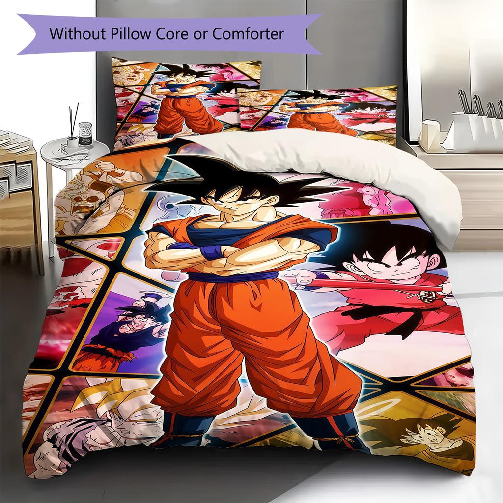 Biancheria da letto con motivo Son Goku, Set piumone Copripiumone Federa Regalo di compleanno per la casa (1 * copripiumino + 2 * federa, senza nucleo)