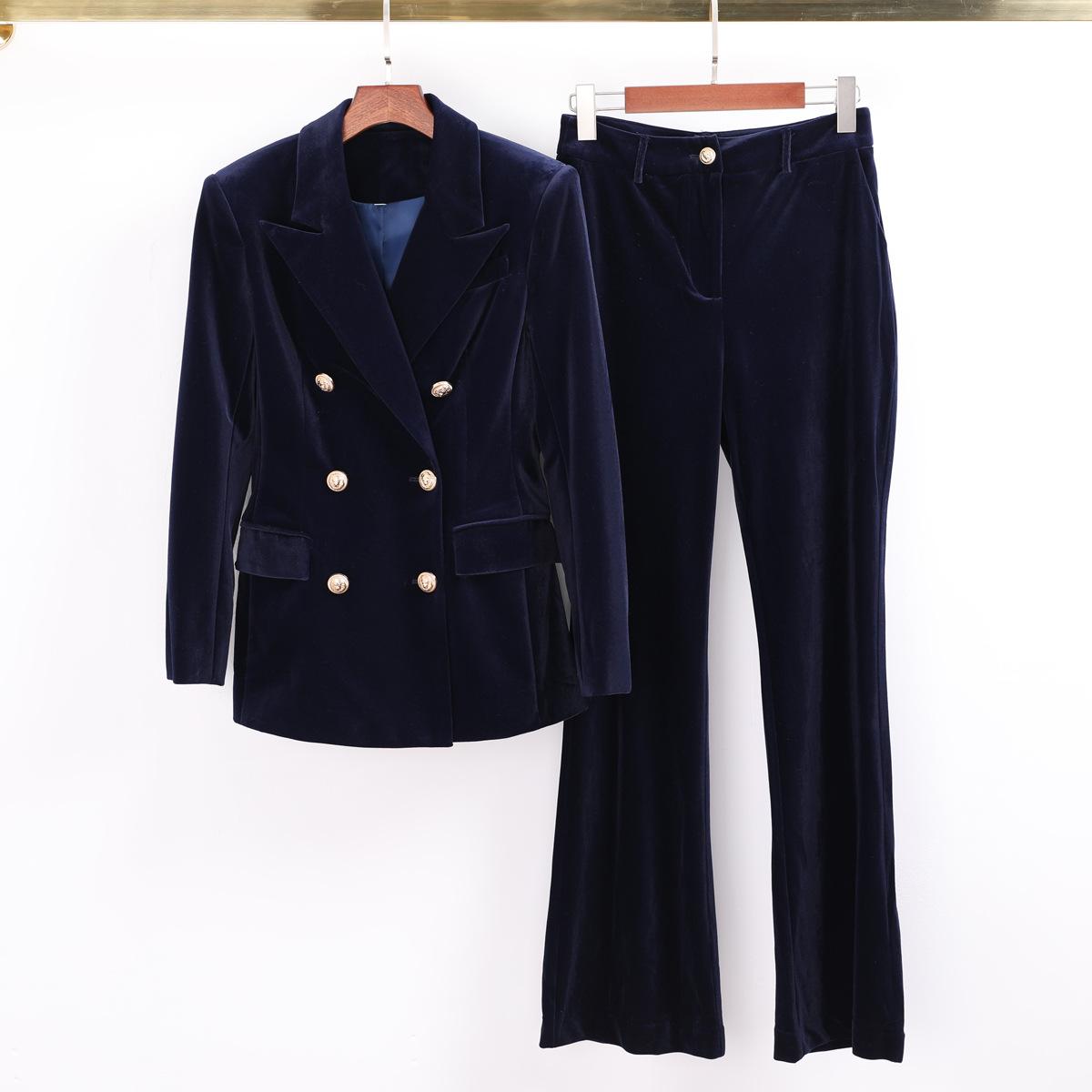 Cross-border spot 25 years old spring and autumn new high-end fashion women s suit high-grade velvet fabric professional temperament suit S