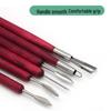 Red Six-Piece Wooden Pottery Clay Carving and Trimming Tool Set