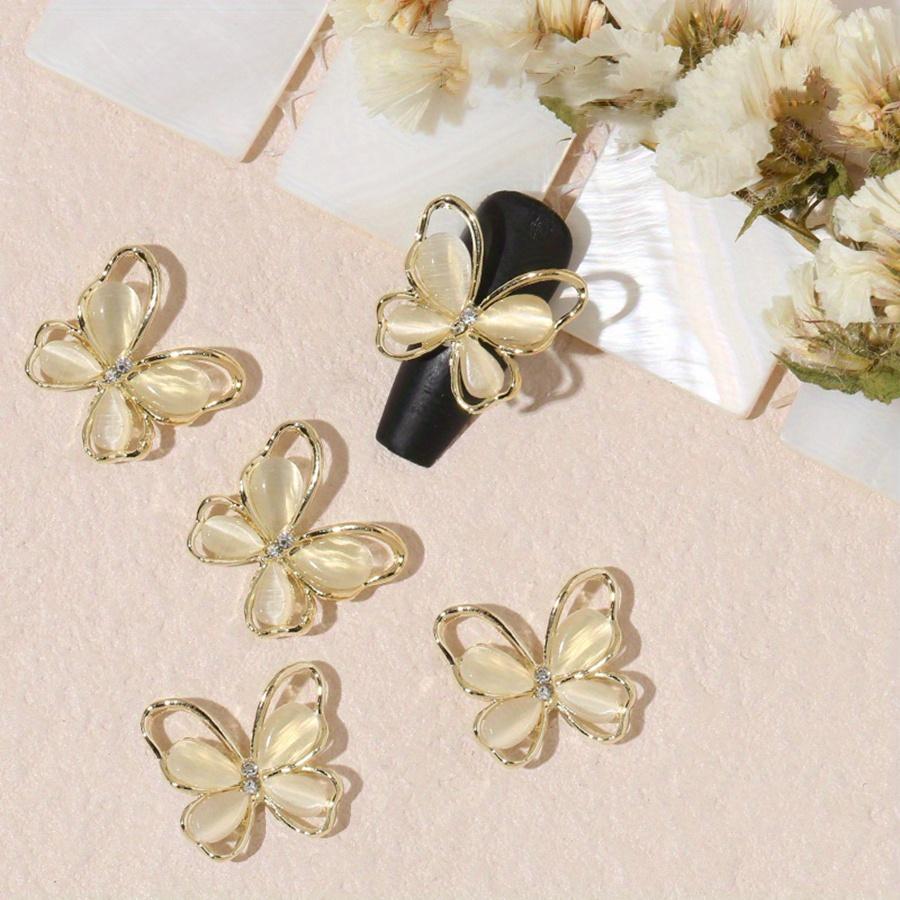 10 шт. Элегантный набор подвесок для ногтей в виде бабочек со сверкающими драгоценными камнями «кошачий глаз» — простые в применении, прочные художественные аксессуары из сплава для маникюра своими руками