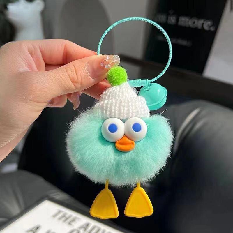 Adorable Duck Coal Ball Handmade Keychain for Women's Bags or Car Keys