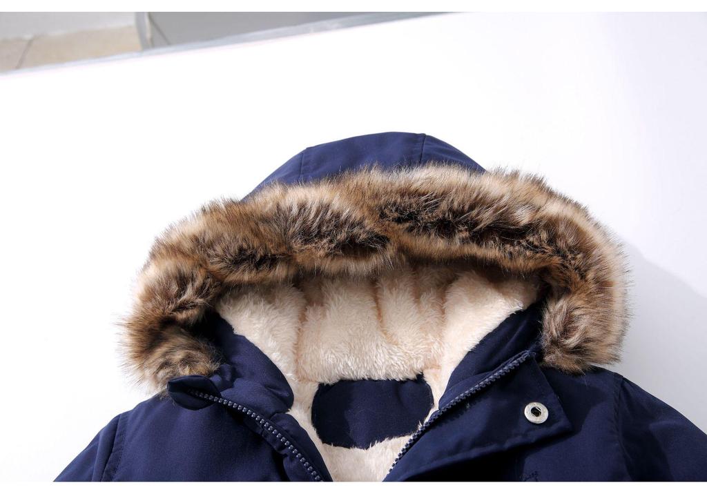 2022 Winter Jungen Kapuzenjacke aus Baumwolle mit Samt, Dick & Warm Kinder Mode Mantel