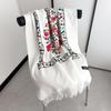 Winter Floral Warm Embroidery Scarf For Women 70*210cm Faux Cashmere Shawl Winter Thick Pashmina Tassels Poncho Elegant Wrap