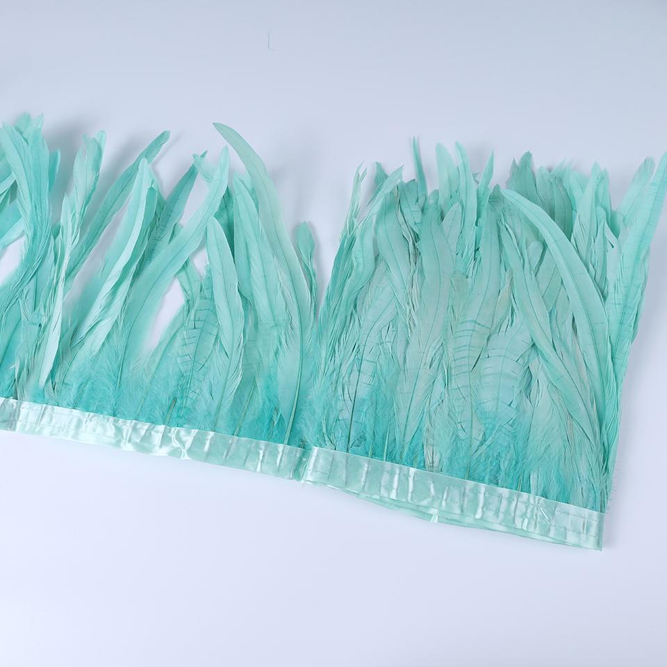 Rooster Feather Trims 2M Rooster Cock Tail Feather Fringes DIY Handicrafts for Clothes Ribbon Carnival Accessories