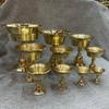 Copper Ghee Lamp Holder: High-Footed, Solid/Liquid Oil Use, Thickened Candle Holder for Buddhist Altar Offerings.