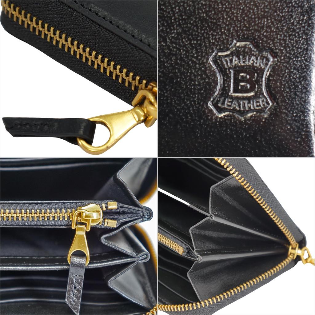 Braune italienische Ledergeldbörse für Damen und Herren, echtes Rindsleder mit rundem Reißverschluss, Münzfach und Kartenfächern. Große Kapazität,