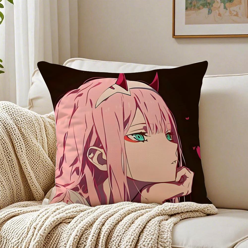 Anime Mecha 02 zero two DDARLING in the FFRANXX Cushion Cover Pillowcase Antidustmite living Room Sofa Decor Cushion Room