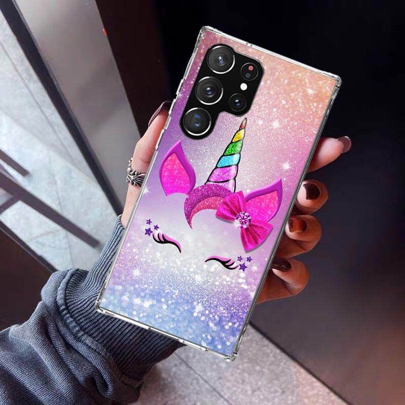 Pink Unicorn Rainbow Phone Case For Samsung Galaxy S23 S24 S25 Edge S26 Ultra S22 + S21 Plus S20 FE Cover Silicone Print Shell G