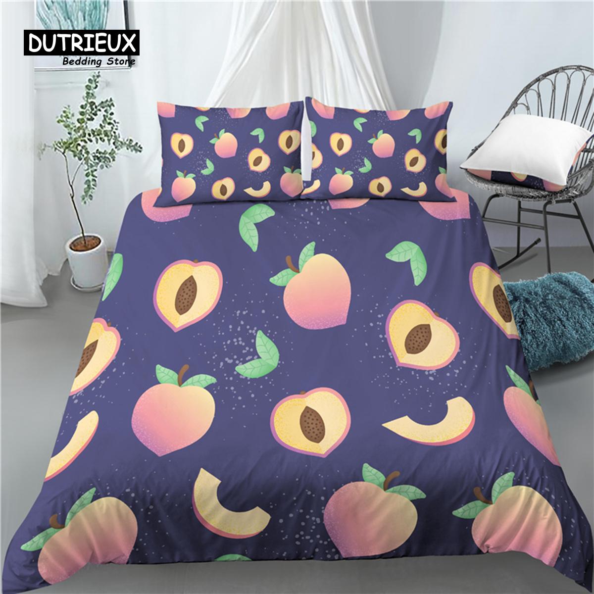 

Роскошный персиковый принт для дома 2/3 предмета Удобный пододеяльник Наволочка Комплект постельного белья Размер Queen и King Размер ЕС/США/Австралии EU single(135x200cm)