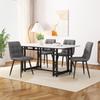 120x70cm Black Dining Table with 4 Chairs Set, Kitchen Dining Table Set, Dark Grey Linen Chairs, Black Iron Leging Dining Table