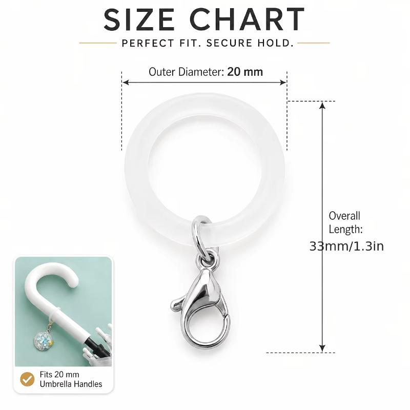 Silicone Umbrella Handle Rings Waterproof Long-Lasting 5/10 Pcs with Lobster Clasp for Daily Office Commuting Use