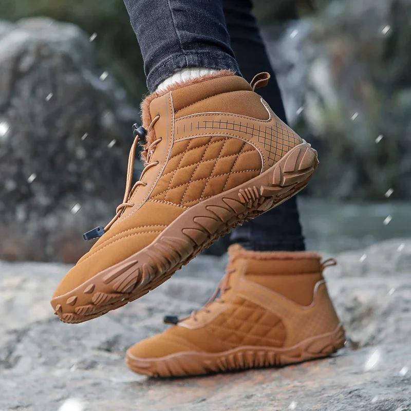 მამაკაცის ჩექმები 2024 წლის ახალი ზამთრის ჩუსტები თბილი მამაკაცის ფეხსაცმელი წყალგაუმტარი, მოცურების საწინააღმდეგო პლუშური სპორტული ფეხსაცმელი მამაკაცის ჩოგბურთის ფეხსაცმელი ჩექმები მამაკაცის სპორტული ფეხსაცმელი ზამთრის